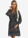 numoco Chiffonkleid mit Ausschnitt, Rüschen und Gürtel - schwarz-weißes Muster Numoco
