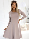 numoco Bequemes Trapezkleid mit langen Ärmeln - beige Numoco