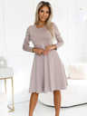 numoco Bequemes Trapezkleid mit langen Ärmeln - beige Numoco