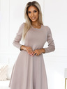 numoco Bequemes Trapezkleid mit langen Ärmeln - beige Numoco
