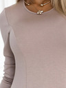 numoco Bequemes Trapezkleid mit langen Ärmeln - beige Numoco