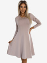 numoco Bequemes Trapezkleid mit langen Ärmeln - beige Numoco