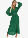 numoco 414-3 KLARA gerüschtes Kleid mit Gürtel und Ausschnitt - grün