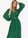 numoco 414-3 KLARA gerüschtes Kleid mit Gürtel und Ausschnitt - grün