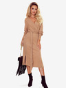 numoco Envelope Pullover Kleid mit Krawatte - beige gestreift Numoco