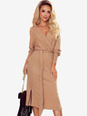 numoco Envelope Pullover Kleid mit Krawatte - beige gestreift Numoco