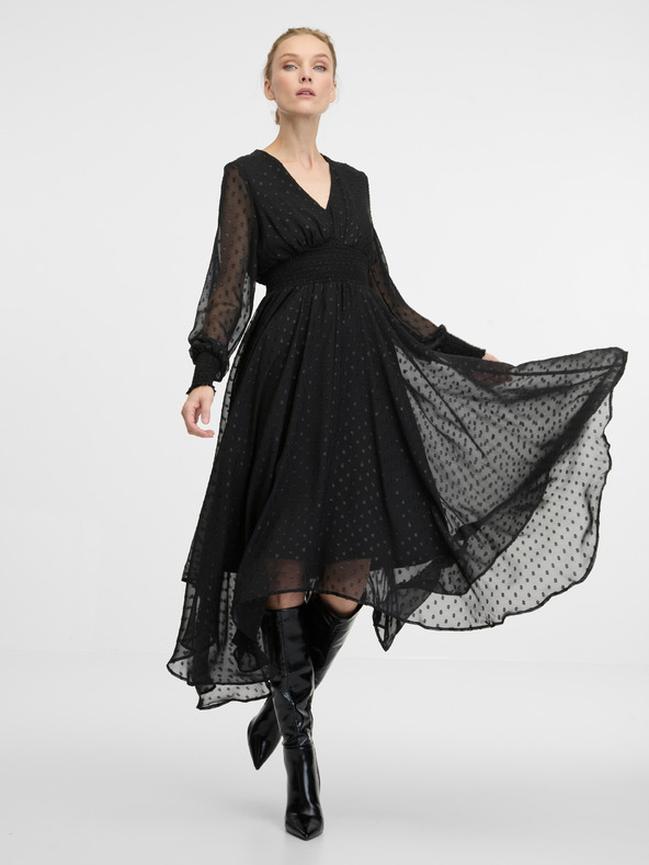 Orsay Schwarzes Damen Midikleid ORSAY