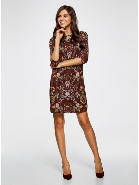 oodji OODJI Gerade geschnittenes bedrucktes Kleid