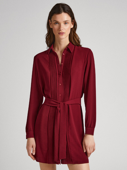 Pepe Jeans Burgunderfarbenes Damen-Shirt-Kleid Pepe Jeans Gissa