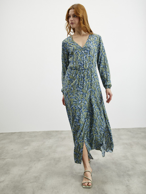 ZOOT.lab Blaugrün gemustertes langes Damenkleid ZOOT.lab Eliane