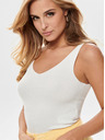 Jacqueline de Yong Cremefarbenes geripptes Tank-Top JDY Nanna