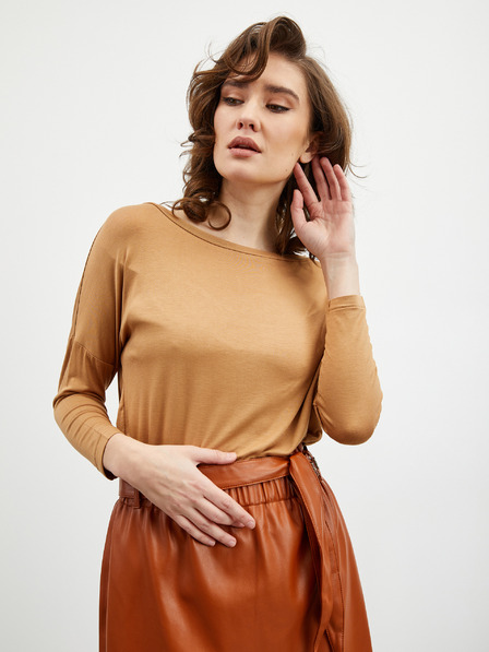 ZOOT.lab Beigefarbenes lockeres Damen Basic T-Shirt mit Dreiviertel-Ärmeln ZOOT.lab Leticia