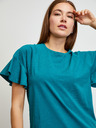 ZOOT.lab Petrolfarbenes T-Shirt mit gerüschten Ärmeln ZOOT.lab Aurelia