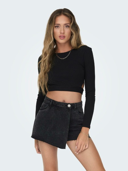 ONLY Schwarzes Damen-T-Shirt mit Schlitzen ONLY Nikita