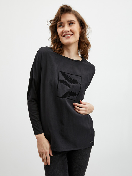 ZOOT.lab Schwarzes lockeres Damenshirt mit Druck ZOOT.lab Rozy