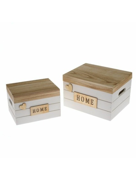 Casa de Engel Holzkiste mit Deckel, weiß - 2er-Set, 0/8
