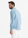 Ombre Clothing Herrenhemd aus besticktem Denim mit Tasche - hellblau Ombre Clothing