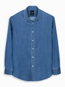 Ombre Clothing Herrenhemd aus Denim mit Lyocell und Stickerei auf der Brust - blau Ombre Clothing