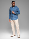 Ombre Clothing Herrenhemd aus Denim mit Lyocell und Stickerei auf der Brust - blau Ombre Clothing