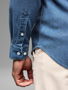 Ombre Clothing Herrenhemd aus Denim mit Lyocell und Stickerei auf der Brust - blau Ombre Clothing