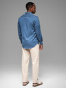 Ombre Clothing Herrenhemd aus Denim mit Lyocell und Stickerei auf der Brust - blau Ombre Clothing