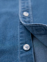 Ombre Clothing Herrenhemd aus Denim mit Lyocell und Stickerei auf der Brust - blau Ombre Clothing