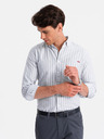 Ombre Clothing Weiß gestreiftes REGULAR FIT-Hemd für Herren mit Tasche Ombre Clothing