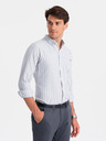 Ombre Clothing Weiß gestreiftes REGULAR FIT-Hemd für Herren mit Tasche Ombre Clothing