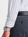Ombre Clothing Weiß gestreiftes REGULAR FIT-Hemd für Herren mit Tasche Ombre Clothing