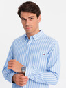 Ombre Clothing Weiß gestreiftes REGULAR FIT-Hemd für Herren mit Tasche Ombre Clothing