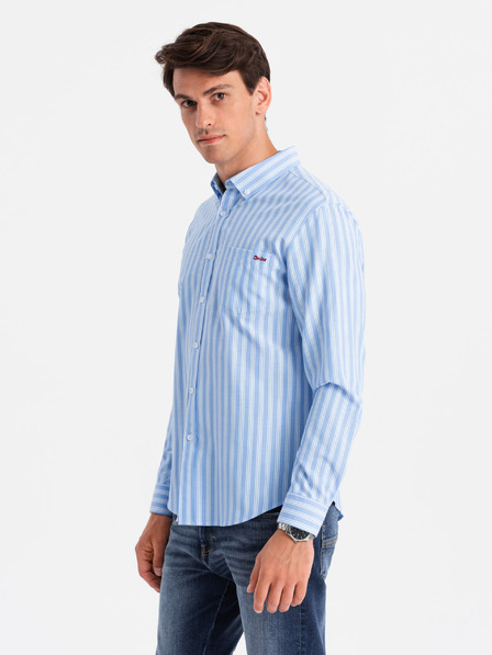 Ombre Clothing Weiß gestreiftes REGULAR FIT-Hemd für Herren mit Tasche Ombre Clothing