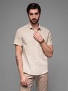 Ombre Clothing Herren Kurzarmhemd mit kubanischem Kragen Beige Ombre Kleidung