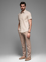 Ombre Clothing Herren Kurzarmhemd mit kubanischem Kragen Beige Ombre Kleidung