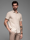 Ombre Clothing Herren Kurzarmhemd mit kubanischem Kragen Beige Ombre Kleidung