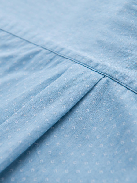 Ombre Clothing Gemustertes Herrenhemd aus feinem Denim mit Tasche - hellblau Ombre Clothing