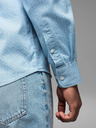 Ombre Clothing Gemustertes Herrenhemd aus feinem Denim mit Tasche - hellblau Ombre Clothing