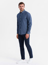 Ombre Clothing Gemustertes Jeanshemd für Herren mit Tasche - blau Ombre Clothing