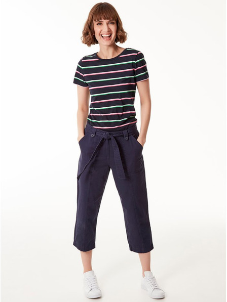 M&Co Dunkelblaue Damen-Dreiviertelhose mit Krawatte M&Co
