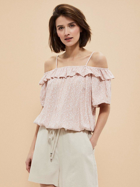 Moodo Hellrosa Damen gemusterte Bluse Moodo