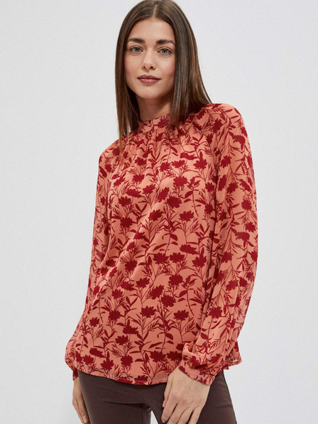 Moodo Weinorange Damen-Blumenbluse Moodo