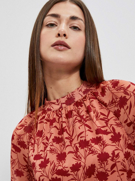 Moodo Weinorange Damen-Blumenbluse Moodo