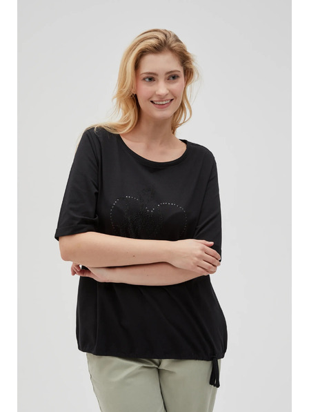 Moodo Damen-Schwarzes T-Shirt Moodo