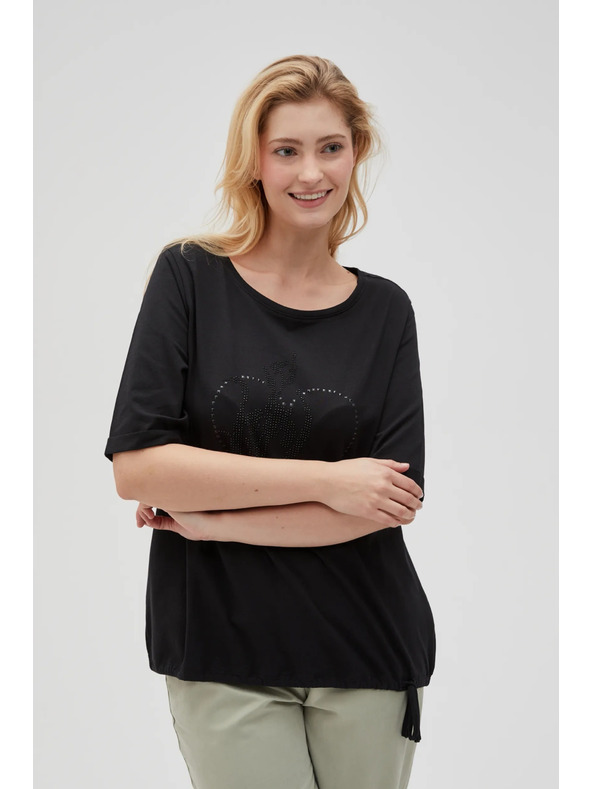 Moodo Damen-Schwarzes T-Shirt Moodo