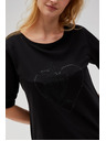 Moodo Damen-Schwarzes T-Shirt Moodo