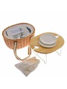 Casa de Engel Picknickkorb aus Weide mit festem Deckel/Ständer für 2 Personen, mit Thermobox, 0/2