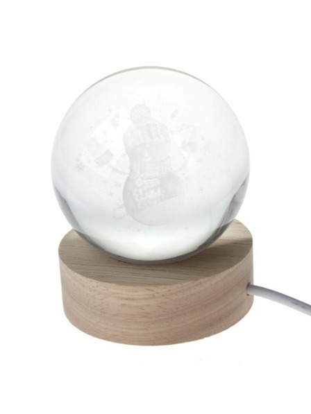 Casa de Engel Leuchtende Glaskugel auf Holzsockel, USB, 0/60
