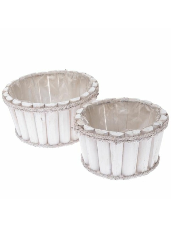 Casa de Engel Holzblumentopfüberzug mit PVC - 2er Set, 0/16