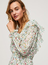 Pepe Jeans Cremefarbenes Damen-Blumenkleid mit Volant von Pepe Jeans Dina