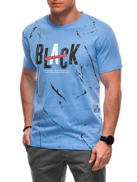 Edoti Herren T-Shirt mit Aufdruck S2028 - hellblau OTHER