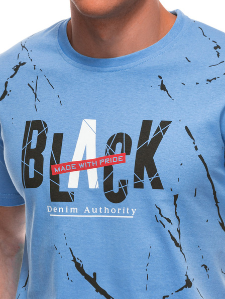 Edoti Herren T-Shirt mit Aufdruck S2028 - hellblau OTHER